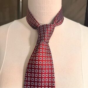 Jos.A.Bank Silk Tie Men's Necktie Executive Collection Red Blue  Geometric